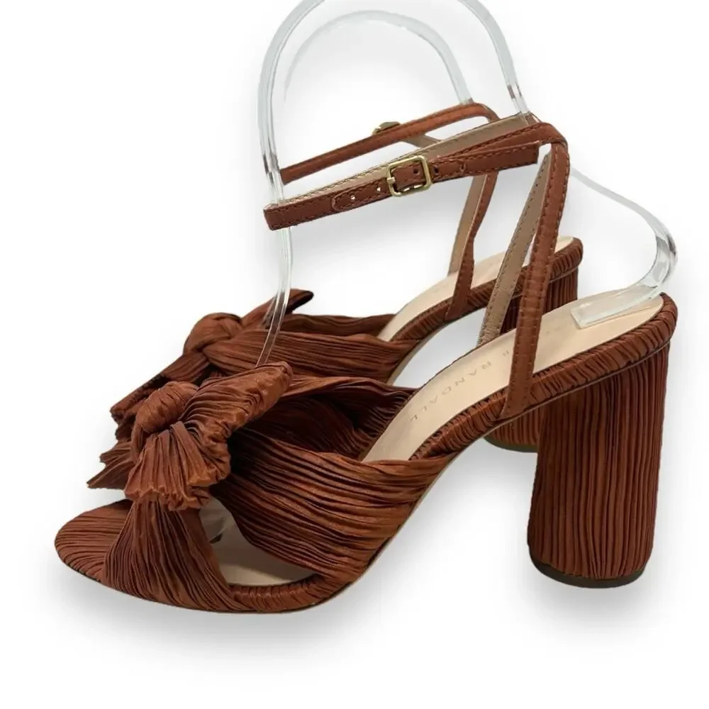 Loeffler Randall Camellia Knotted Sandal Terracotta Orange Bronze 6.5 Women’s